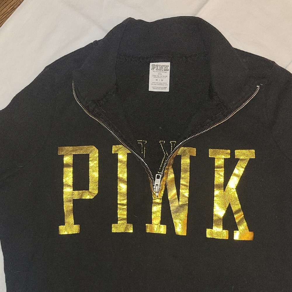 Iowa Hawkeyes PINK Black and Gold Women's Quarter Zip - Picture 4 of 5